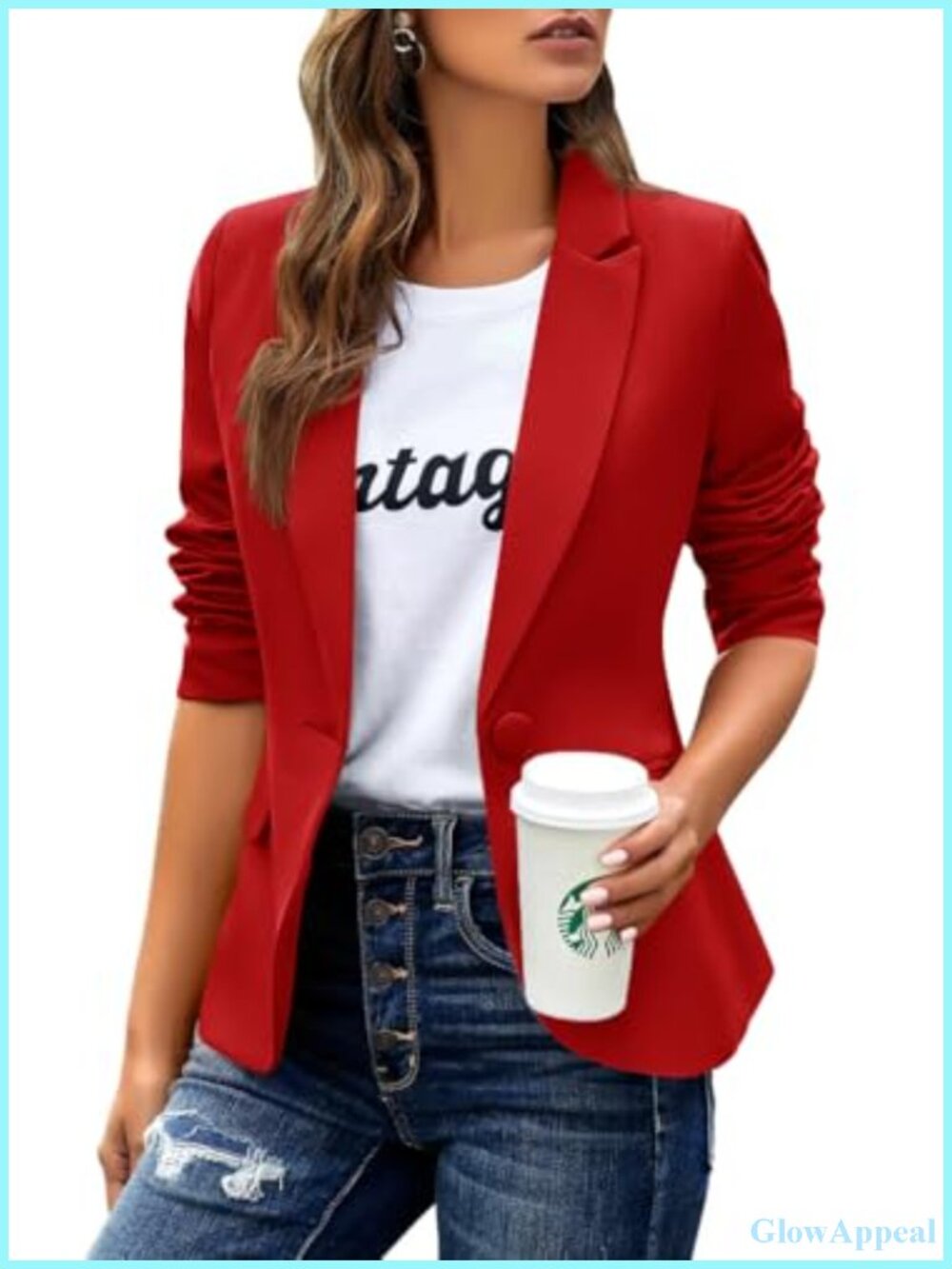 Womens Business Casual Blazer Notched Lapel Work Suit Jacket Polyester Spandex